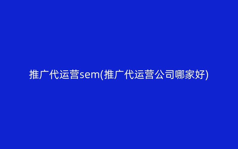 推廣代運(yùn)營sem(推廣代運(yùn)營公司哪家好)